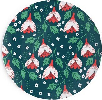 Salad Plates: Christmas Flowers Salad Plate, Green