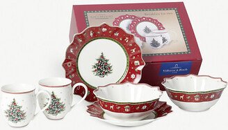 red Breakfast for Two Christmas Crockery set of six