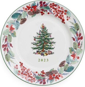 Christmas Tree 2023 Annual Collector Plate, 8 Inch Christmas Collectable and Decorative Plate, White