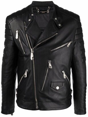 Skull-Embossed Leather Jacket