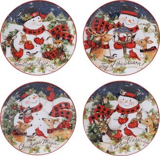 Magic of Christmas Snowman 9 Salad/Dessert Plates, Multicolored, Medium, Set of 4