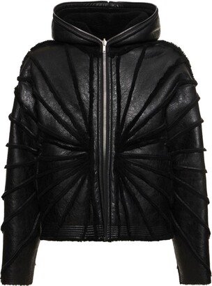 Hooded sealed leather jacket