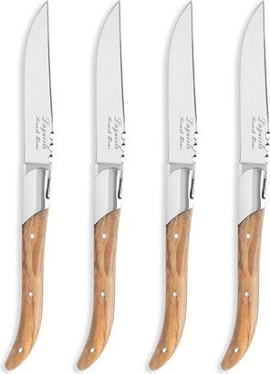 French Home Laguiole 4-Piece Olive Wood Steak Knife Set