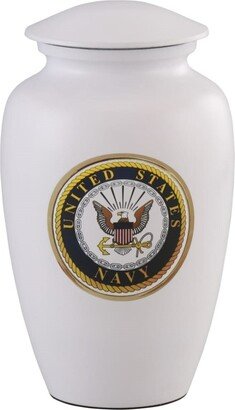 Navy Military White Cremation Urn