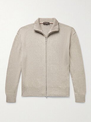 Silk and Linen-Blend Zip-Up Cardigan