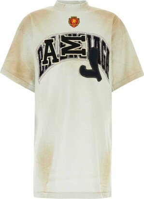 Logo Patch Distressed Effect Oversized T-Shirt