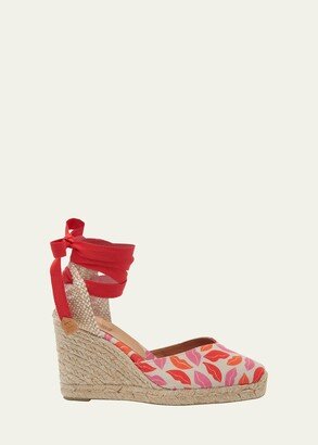 CASTANER X DIANE VON FURSTENBERG Chiara Ankle-Wrap Printed Wedge Sandals