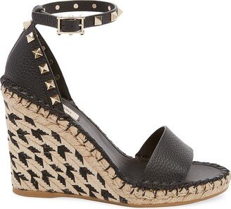 Rockstud Leather Wedge Espadrilles