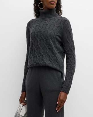 Recycled Cashmere Cable-Knit Turtleneck Sweater