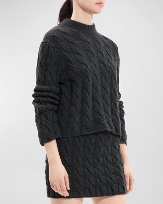 Wool-Cashmere Mock-Neck Cable Sweater