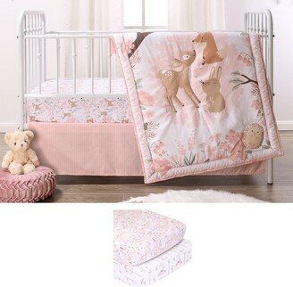The Fairytale Forest 5 Piece Baby Nursery Crib Bedding Set, Quilt, Crib Sheets, and Crib Skirt