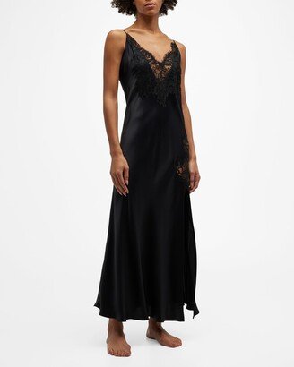 Diva Lace-Trim Charmeuse Gown