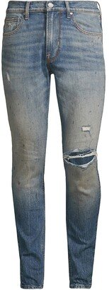 Zack Distressed Ripped Knee Stretch Skinny Jeans-AA