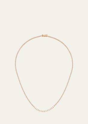 Small 4-Prong Pink Sapphire Tennis Necklace with Diamond Accents in Yellow Gold