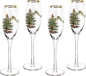 Christmas Tree Champagne Flutes, Set of 4 - 8.45 oz.