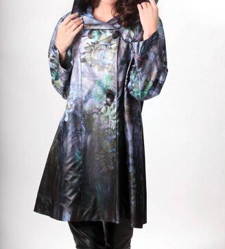 ANGEL Verdant Hooded Rain Jacket In Blue Multi