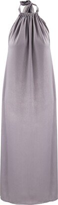 Cocoove Tallulah Halter Satin Maxi Dress In Silver Grey