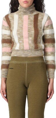 Striped Cropped Turtle Neck Jumper-AA