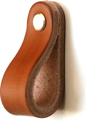 Leather Drawer Handles, Leather Cabinet Pulls, Knob, Burnt Orange