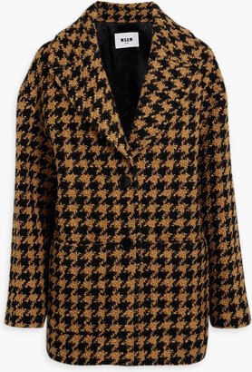 Houndstooth wool-blend bouclé-tweed coat