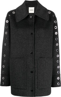 Eyelet-Detail Wool-Blend Coat