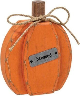 Blessed Orange Chunky Pumpkin Sitter - 6 H x 4.75 W x 1.5 D