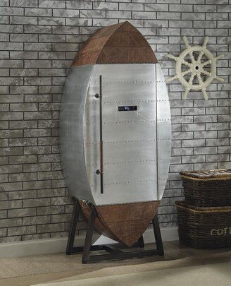 Acme Brancaster Wine Cooler Cabinet in Retro Brown and Aluminum