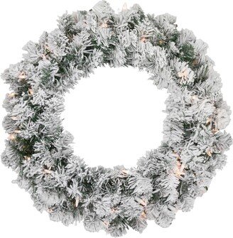 Northlight Pre- Lit Heavily Flocked Madison Pine Artificial Christmas Wreath With Clear Lights, 24