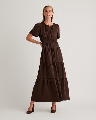 Washable Stretch Silk Tiered Maxi Dress