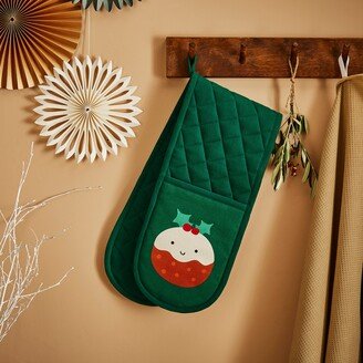 Dunelm Hollie the Pudding Double Oven Gloves Green