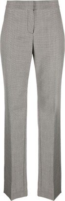 Houndstooth-Pattern High-Waisted Trousers