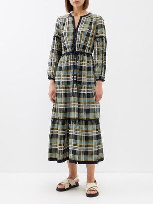 Katie Checked Cotton-blend Seersucker Midi Dress