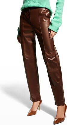 Leather Straight-Leg Pants