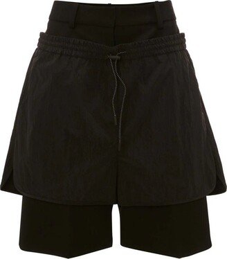 Layered Knee Length Drawstring Shorts