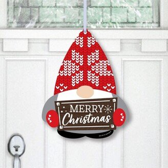 Big Dot Of Happiness Christmas Gnomes - Hanging Porch Holiday Outdoor Front Door Decor - 1 Pc Sign