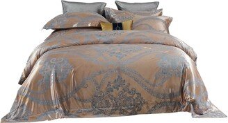 Duvet Cover 6 Pieces Set with Flashy Jacquard Top and 100% Cotton Inside