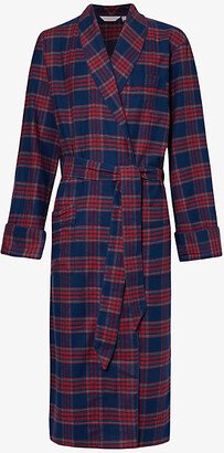 Mens Multi-coloured Kelburn Relaxed-fit Cotton-flannel Robe Xxl