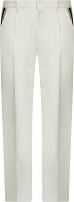 Logo-Embroidered Pleated Straight-Leg Trousers