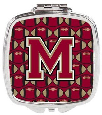 CJ1078-MSCM Letter M Football Garnet & Gold Compact Mirror