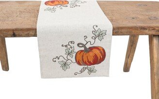 Rustic Pumpkin Crewel Embroidered Fall Table Runner