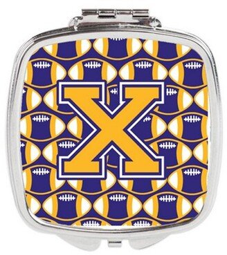 CJ1064-XSCM Letter X Football Purple & Gold Compact Mirror