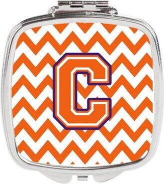 CJ1062-CSCM Letter C Chevron Orange & Regalia Compact Mirror