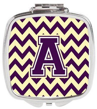 CJ1058-ASCM Letter A Chevron Purple & Gold Compact Mirror