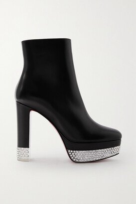 Cassandribooty Alta 130 Crystal-embellished Leather Platform Ankle Boots - Black