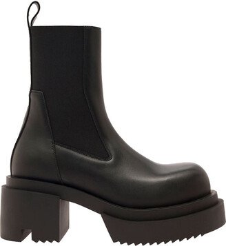 'Beatle Bogun' Black Boots with Chunky Platform in Smooth Leather Woman