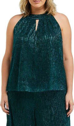 Camille Metallic Sleeveless Keyhole Neck Blouse