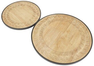 Peyton Lane Set Of 2 Rubber Wood Modern Lazy Susan Tray-AA