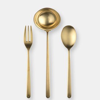 3 Pcs Serving Set (Fork Spoon and Ladle) LINEA ICE ORO