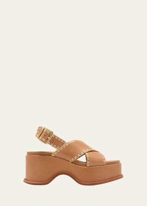 Mae Cross-Strap Platform Leather Sandals