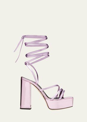 Vegas Strappy Metallic Platform Sandals-AA